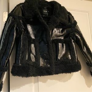 Nasty Gal Faux Fur Trim Aviator Jacket Size 6